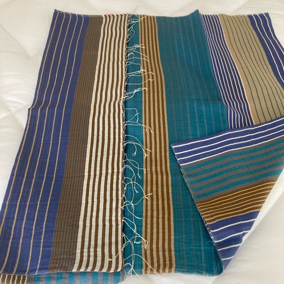 Accessories - Cotton and silk striped scarf